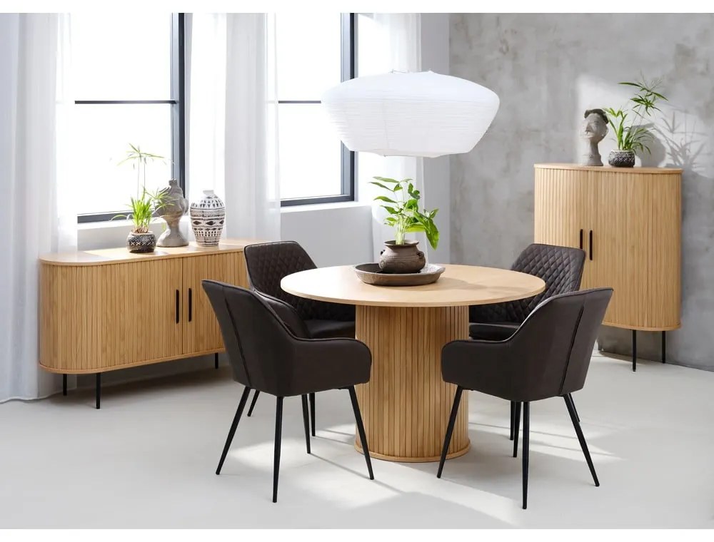 Masă de dining rotundă cu aspect de lemn de stejar ø 120 cm Nola – Unique Furniture