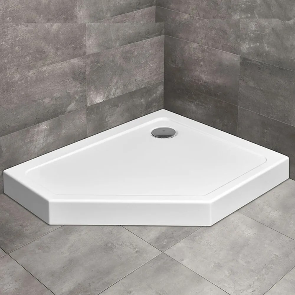 Cadita dus pentagonala Radaway Doros PT E Compact 100x90 cm acril alb dreapta