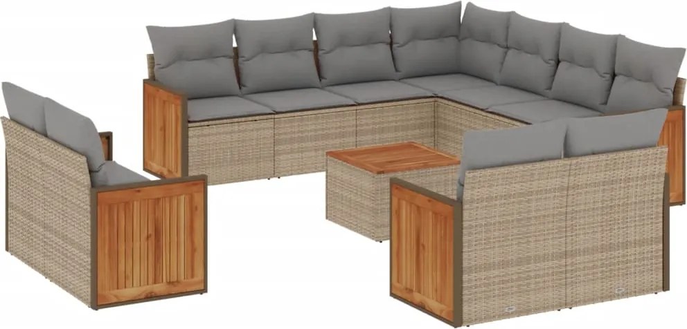 vidaXL Set canapele de grădină cu perne, 12 piese, bej, poliratan