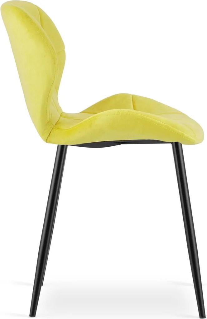 Scaun de masa MANGO VELVET cu picioare negre, galben