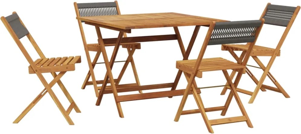 vidaXL Set mobilier de grădină 5 piese polipropilenă gri/lemn masiv