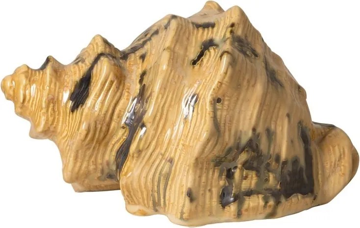 Decoratiune bej din ceramică in forma de scoica, "Ocean Whisper"
