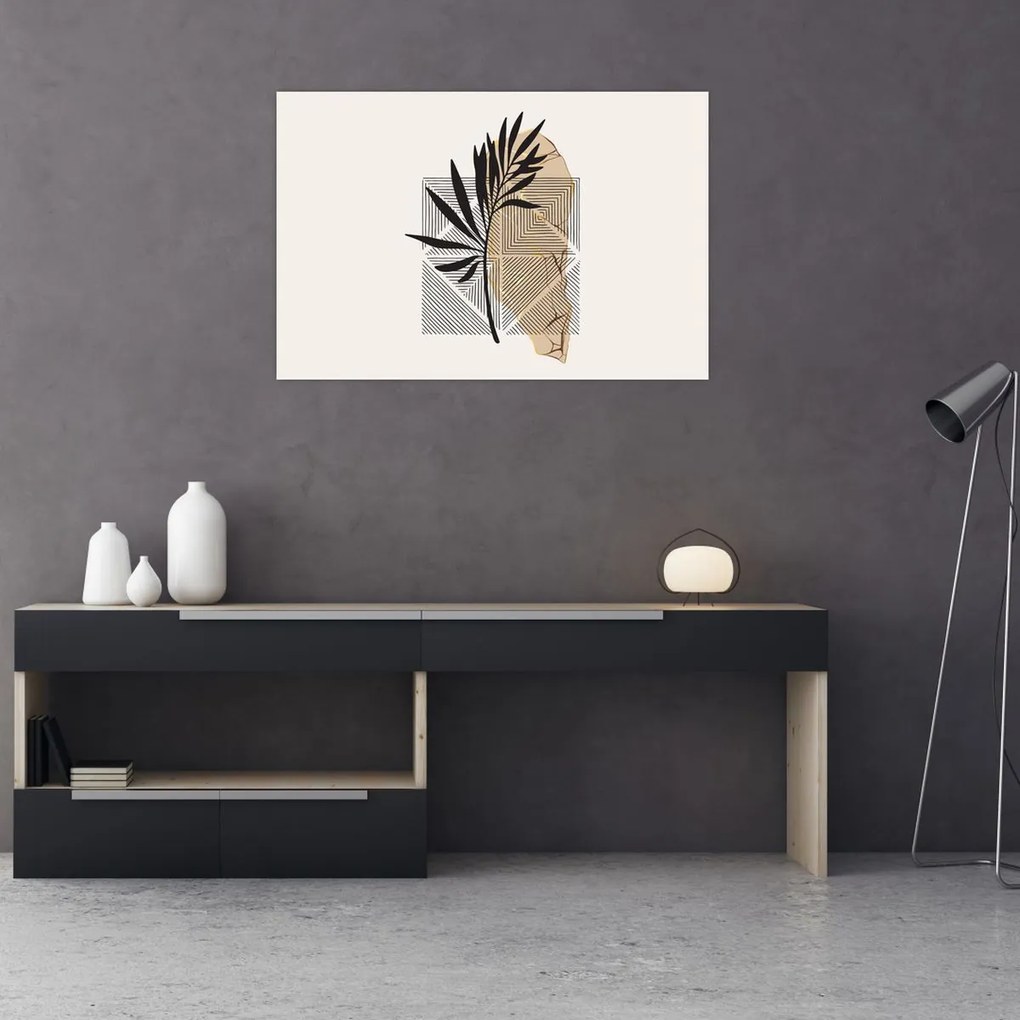Tablou - Abstracție cu frunze tropicale N⁰1 (90x60 cm)
