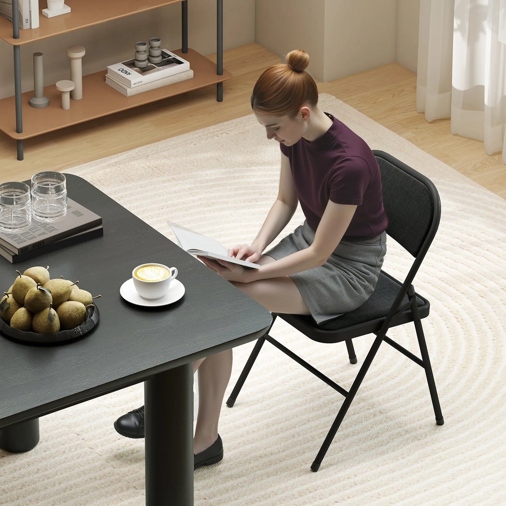 HOMCOM Set de 6 scaune pliante pentru dining scaune portabile cadru din oțel 45 x 46 x 78 cm negru | Aosom Romania