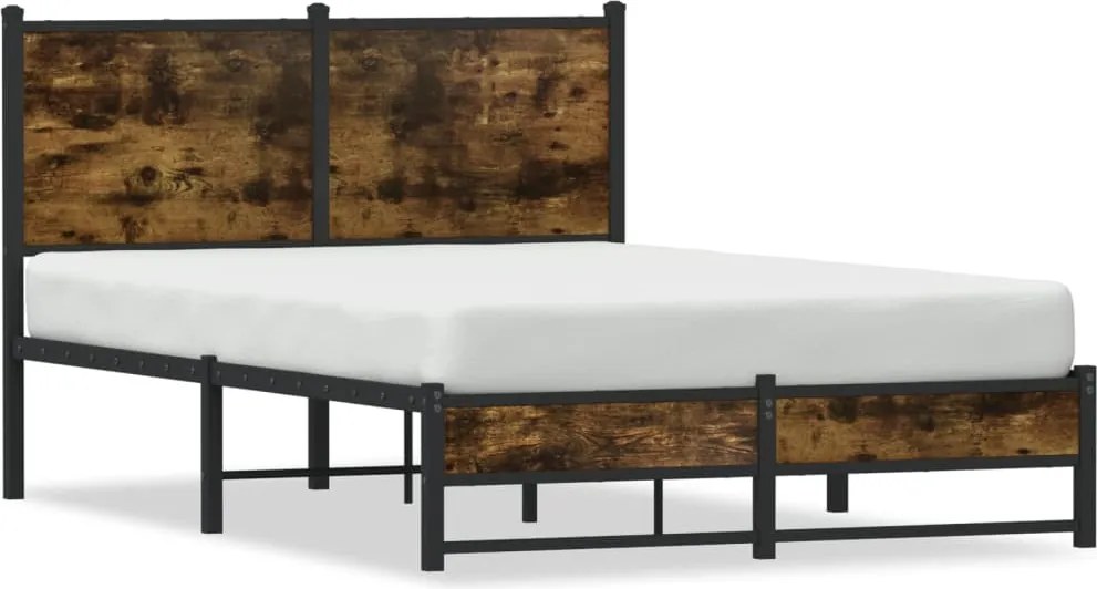 vidaXL Cadru pat metalic fără saltea, stejar fumuriu, 120x190 cm