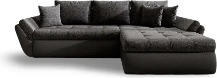 Colțar extensibil dumonde cu ladă de depozitare si sezut confortabil din spuma high-density, Loana Magma Black 270x185 cm