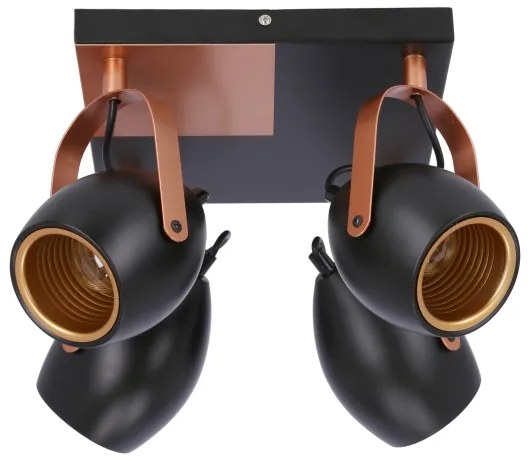 Spot ANICA 4xE14/40W/230V negru/cupru