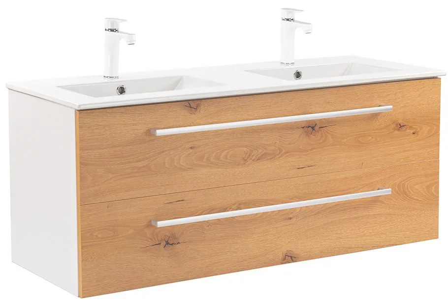 Dulap inferior Vario Clam 120 cu lavoar, stejar alb