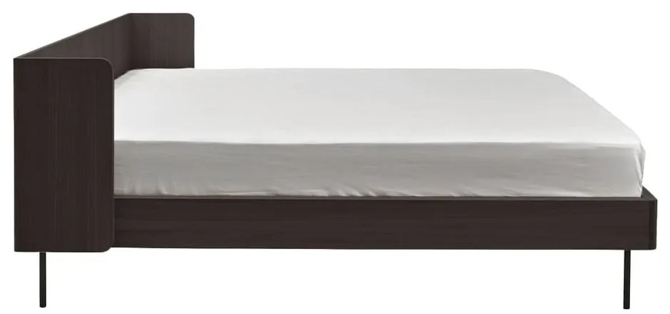 Pat matrimonial negru cu aspect de lemn de stejar 180x200 cm Wrap – Bonami Selection