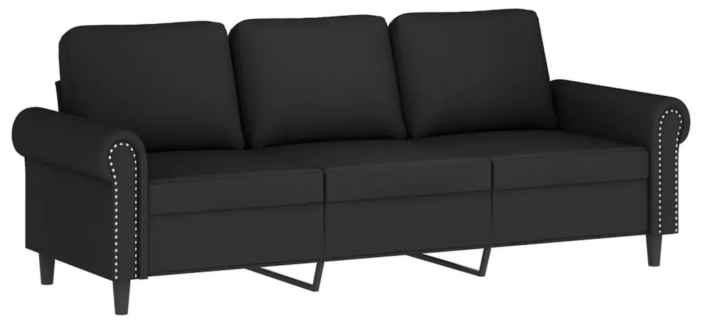 Canapea cu 3 locuri, Negru, 180 cm, catifea Negru, 212 x 77 x 80 cm
