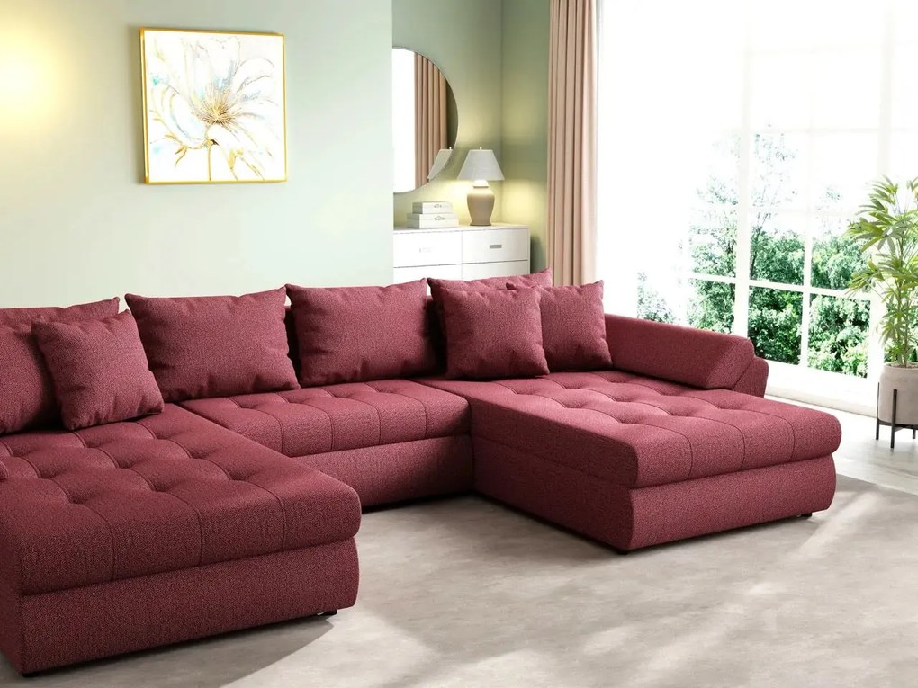 Colțar extensibil dumonde cu ladă de depozitare si sezut confortabil din spuma high-density, Loana U Enjoy Winery 355x185 cm