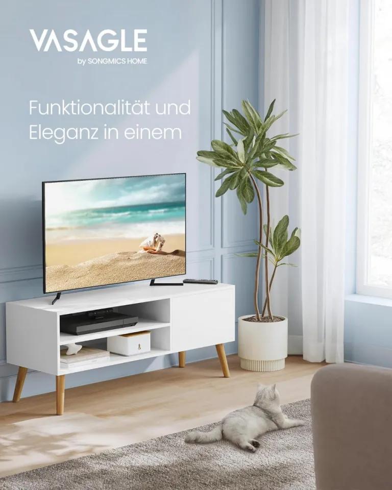 Comoda TV, 120 x 40 x 49 cm, PAL melaminat, alb, Vasagle
