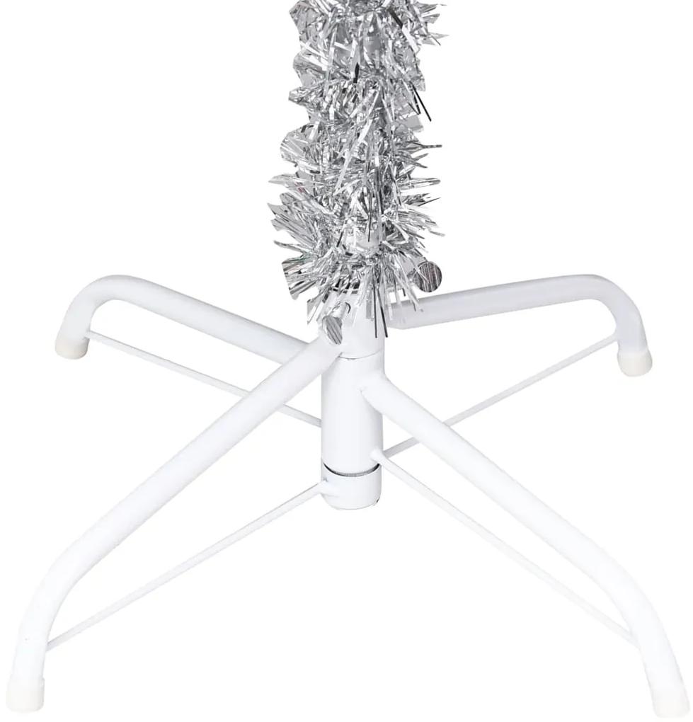 Brad de Craciun artificial cu LED globuri argintiu 180 cm PET 1, silver and rose, 180 cm