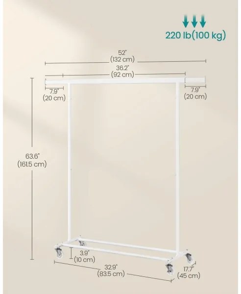 Cuier mobil de podea LINEA, alb