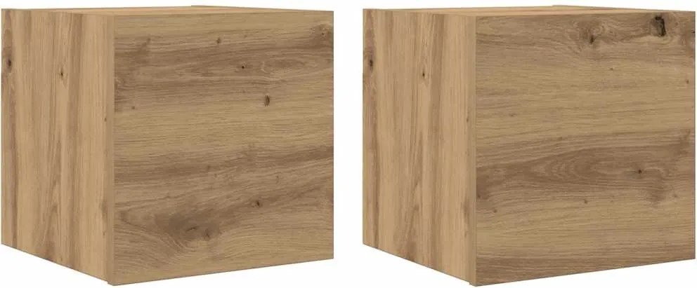 vidaXL Dulapuri TV montaj perete 2 buc. stejar artizanal 30,5x30x30 cm