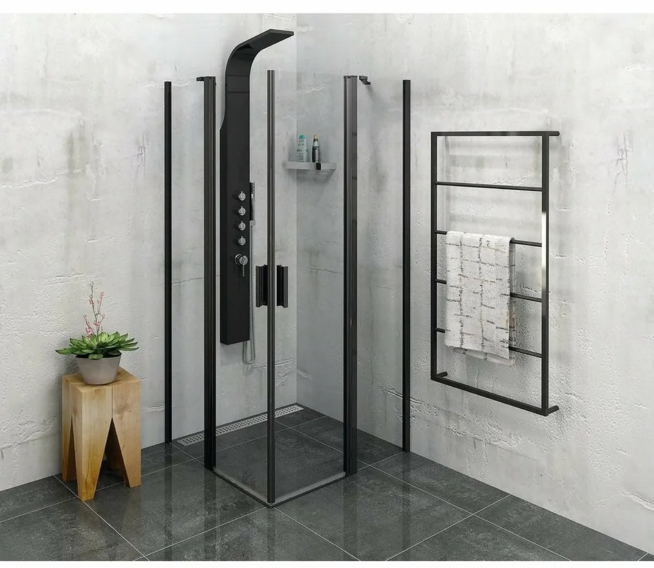 SAPHO Ska502 Ska suport pentru prosoape montat peperete 60 x 115 x 10 cm, negru mat