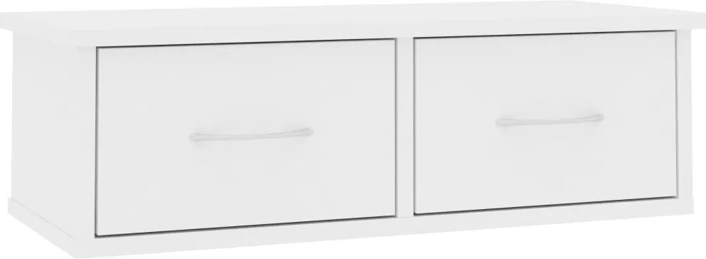 vidaXL Raft de perete cu sertar, alb, 60x26x18,5 cm, lemn prelucrat
