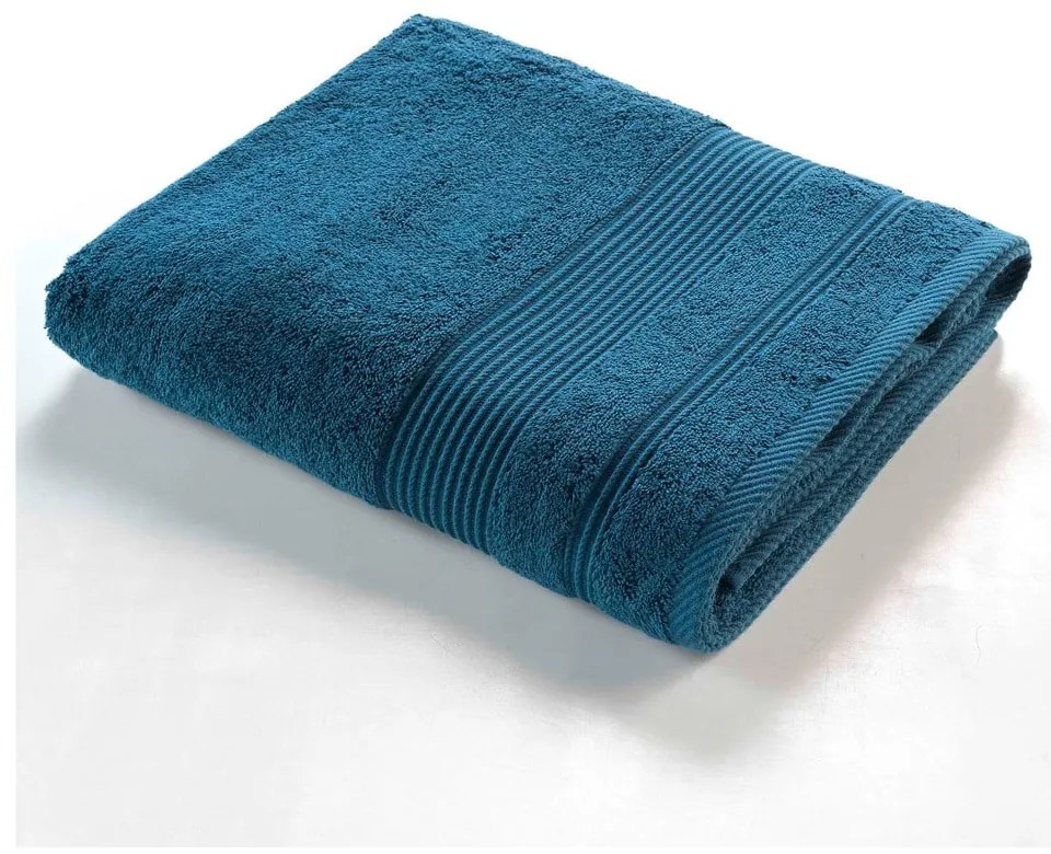 Prosop albastru închis din bumbac din frotir 90x150 cm Tendresse – douceur d'intérieur