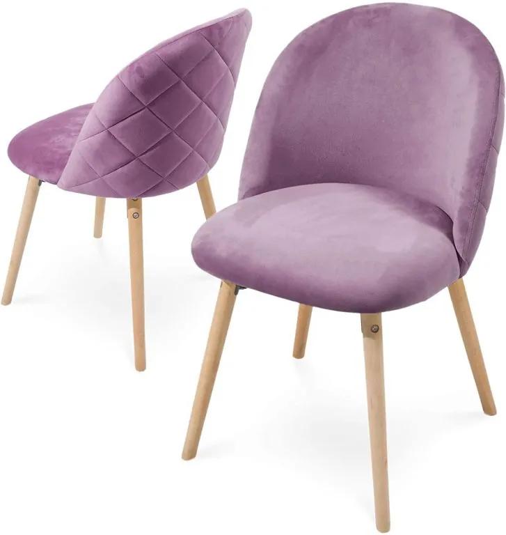 Set de scaune de masă din catifea, 2 buc - violet