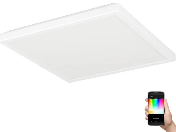 Plafonieră LED RGBW dimabilă de exterior Eglo 901474 ROVITO-Z 13,4W/230V 29x29cm IP44 alb