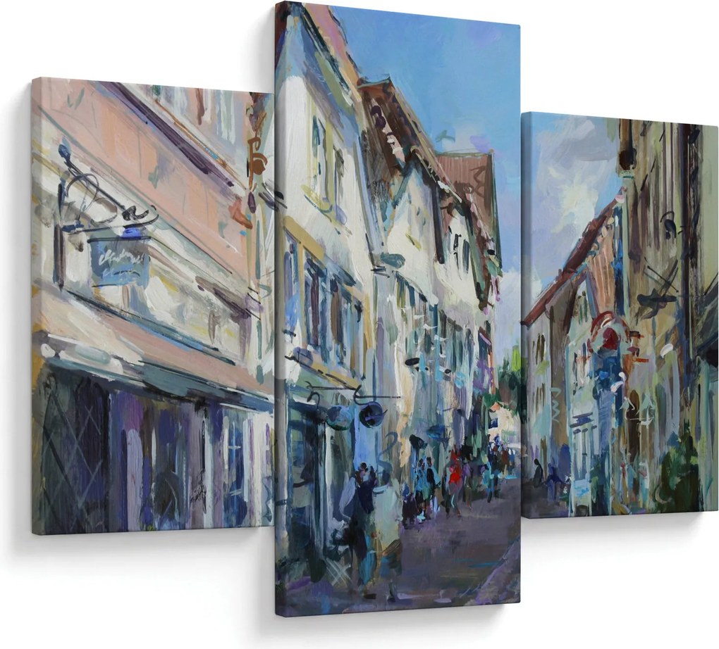 Tablou - Strada orașului vechi, pictură acrilică (90x60 cm)