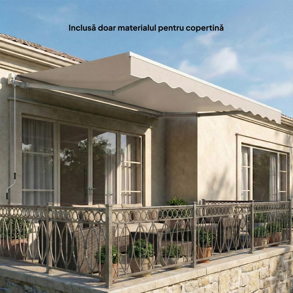 Outsunny Material de Înlocuire pentru Cort Retractabil, Poliester UV 50+, 3.5x2.5 m, Crem, pentru Balcon, Terasă, Grădină, 337x250 cm | Aosom Romania