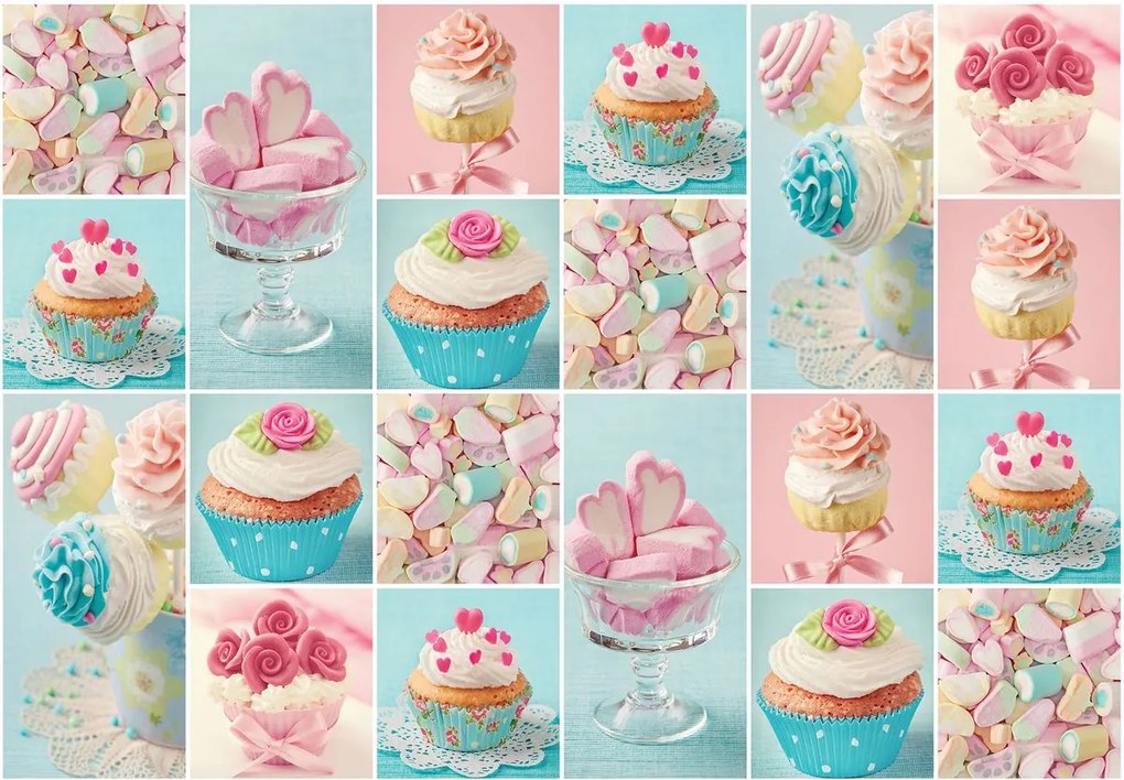 Fototapet - Prăjitură colorată și marshmallows (152,5x104 cm)