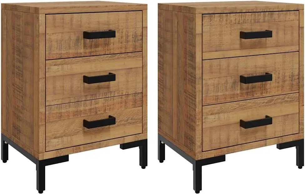 vidaXL Noptiere, 2 buc., 40x30x55 cm, lemn masiv de pin