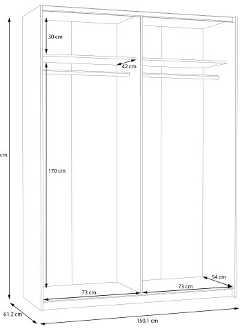 Dulap cu oglindă KARO, 150 x 210 cm, alb