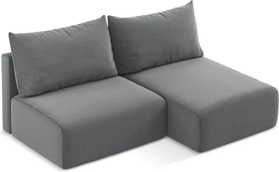 Colțar gri extensibil/cu spațiu de depozitare cu tapițerie din catifea (cu colț pe partea dreaptă/cu șezlong) Kalena – Makamii