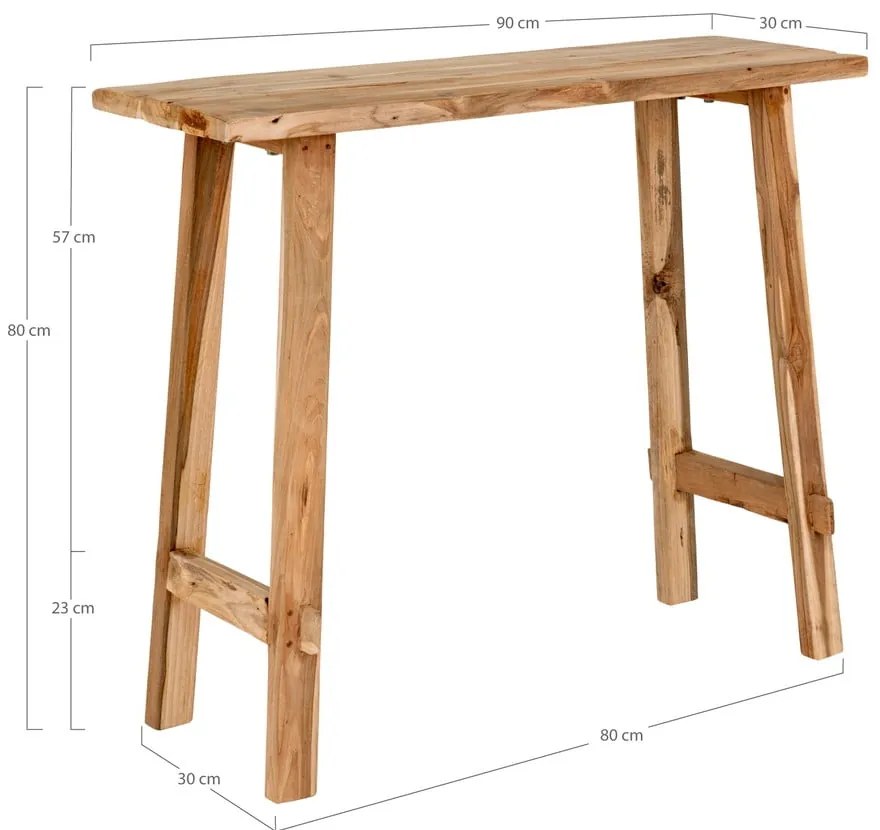 Masă consolă din lemn de tec 30x90 cm Girona – House Nordic