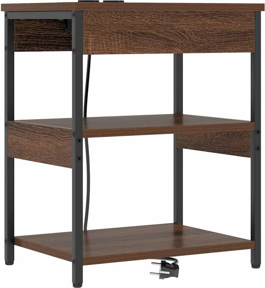 vidaXL Dulap de noapte Stejar închis 41 x 31 x 51 cm Lemn compozit