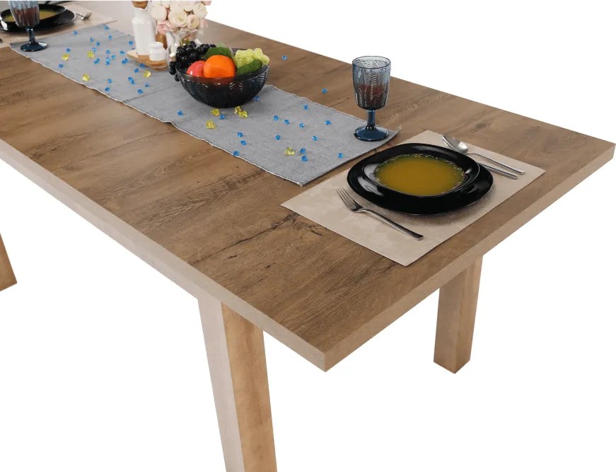 Masă extensibilă pentru dining, stejar lefkas închis, 160-203x90 cm, MONTANA STW