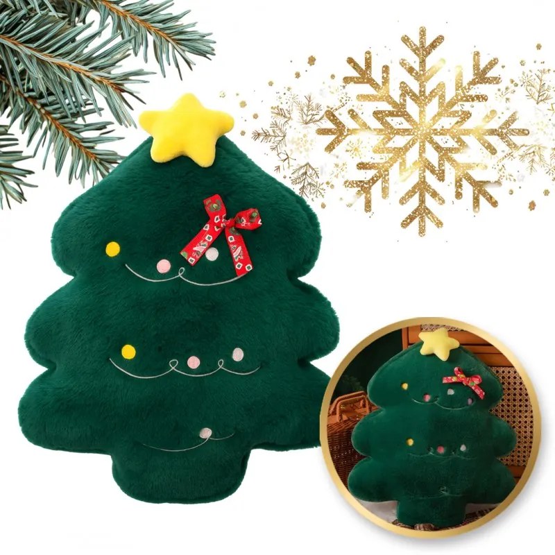 Perna decorativa din catifea in forma de brad MERRYLY, verde