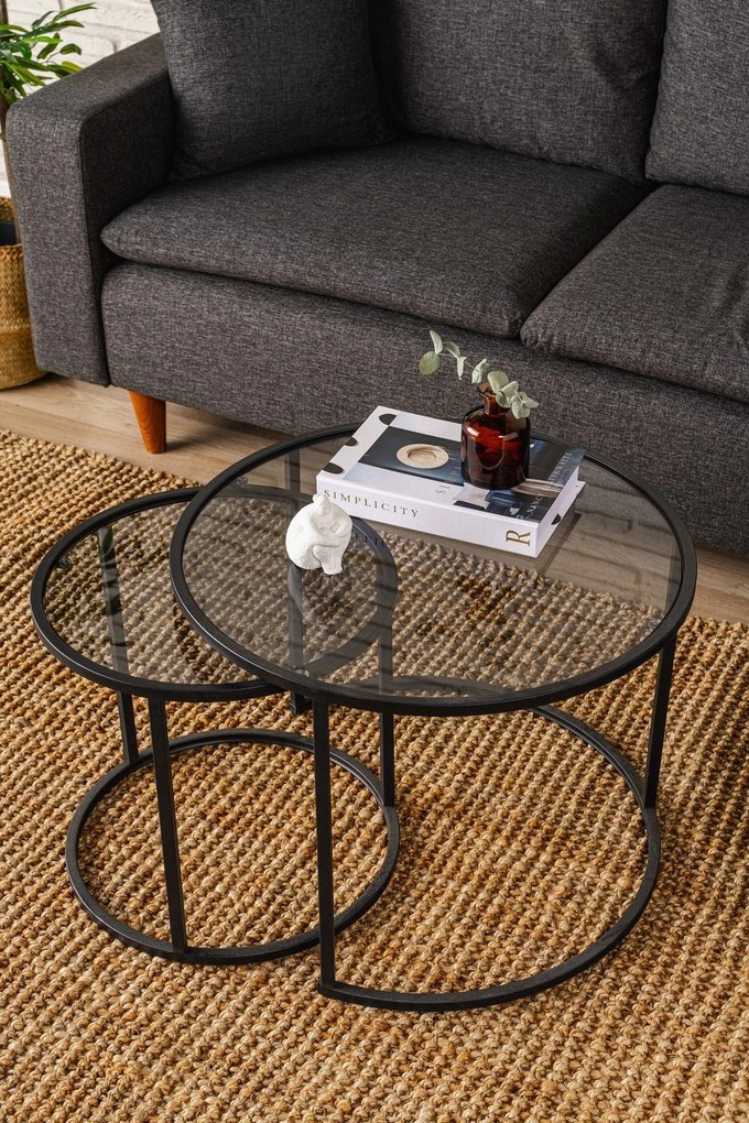Set măsuțe cafea Tokijo (Negru fumuriu). 1127422