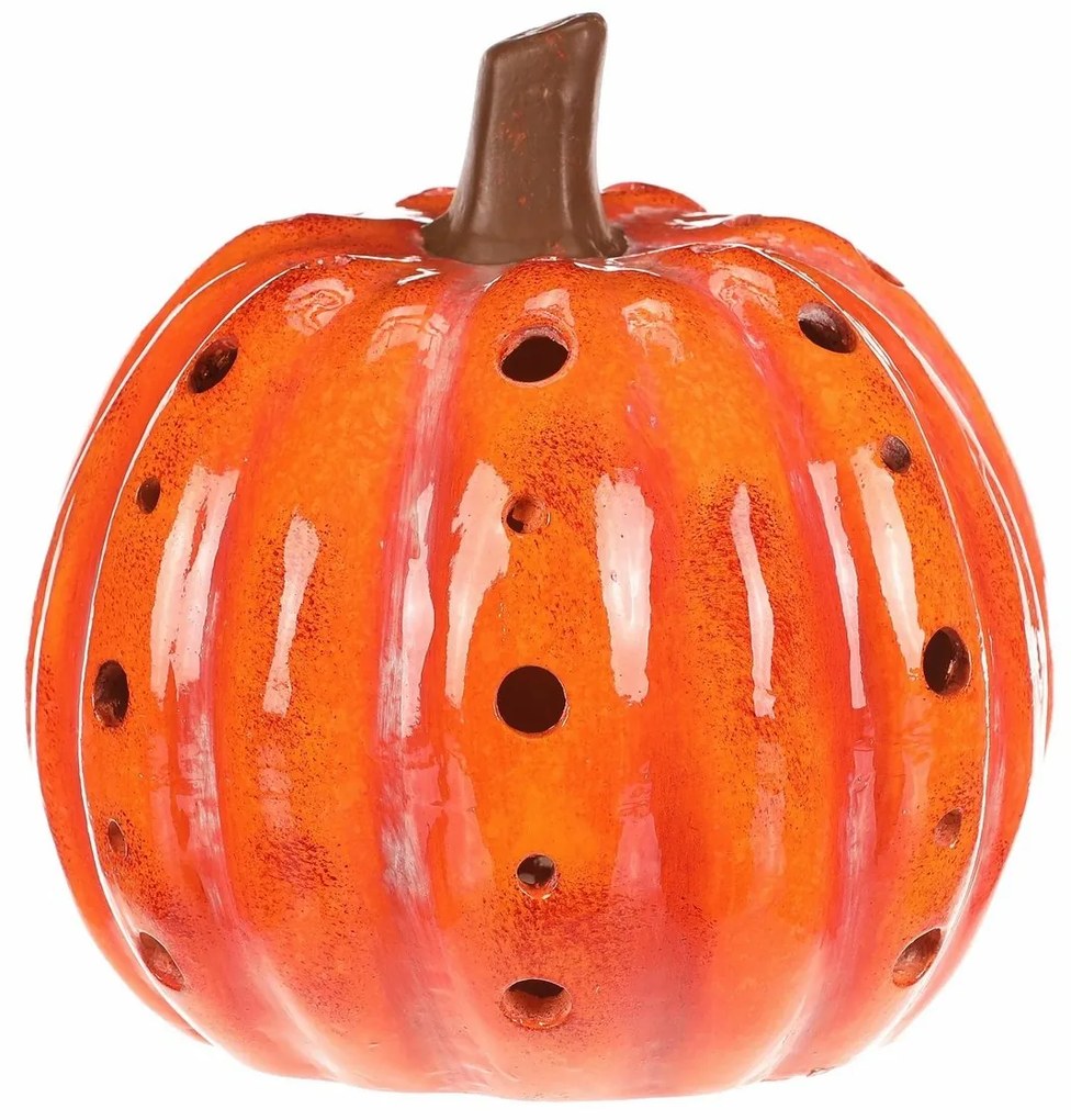 Decorațiuni LED de toamnă Dovleac cu găuri, 19 x19 x 19 cm, ceramică