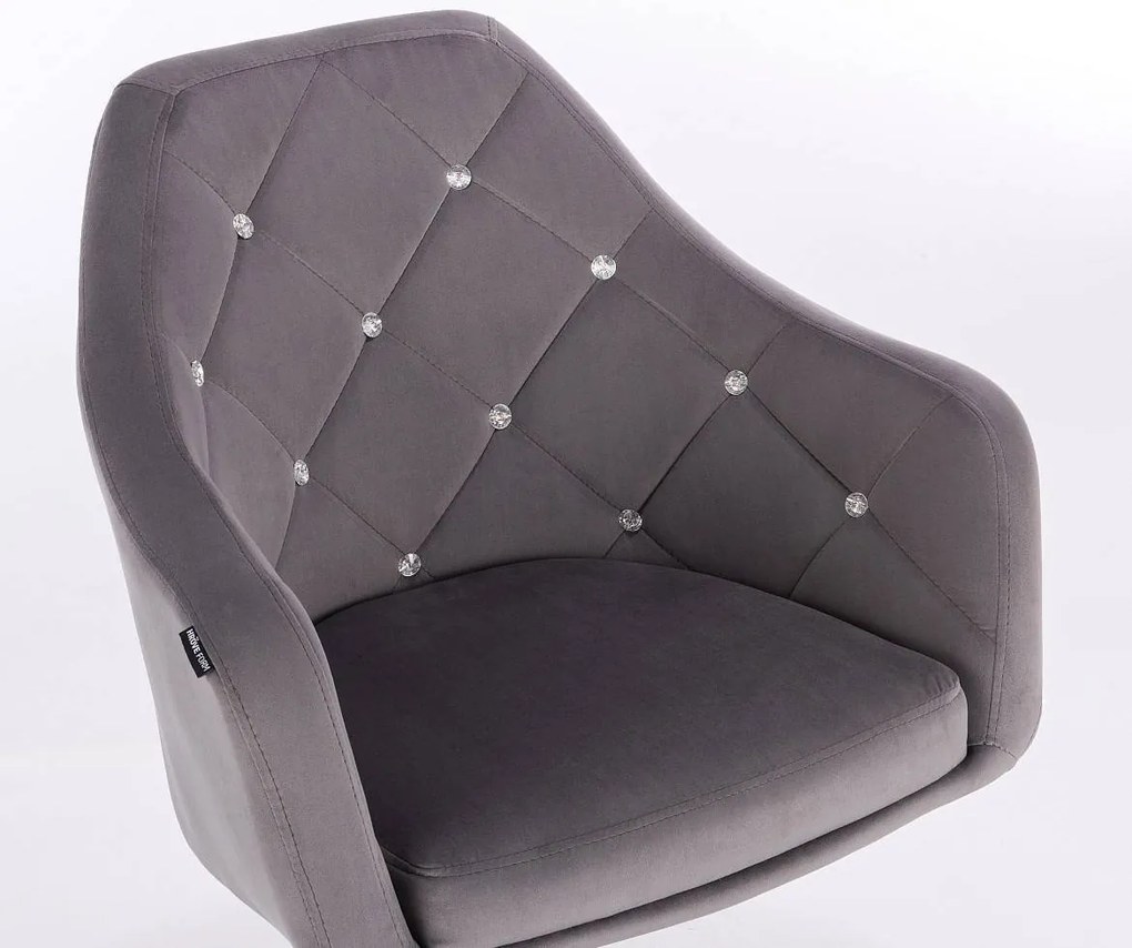 HR830N Scaun Catifea Grafit cu Bază Aurie
