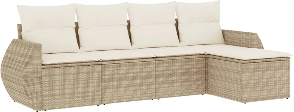 vidaXL Set canapele de grădină cu perne, 5 piese, bej, poliratan