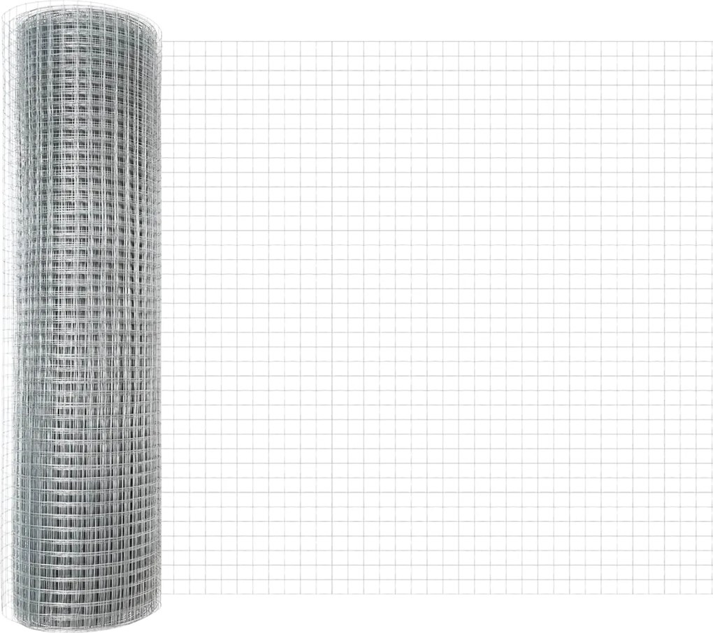 vidaXL Gard din sârmă sudată Argintiu 0.8 x 50 m