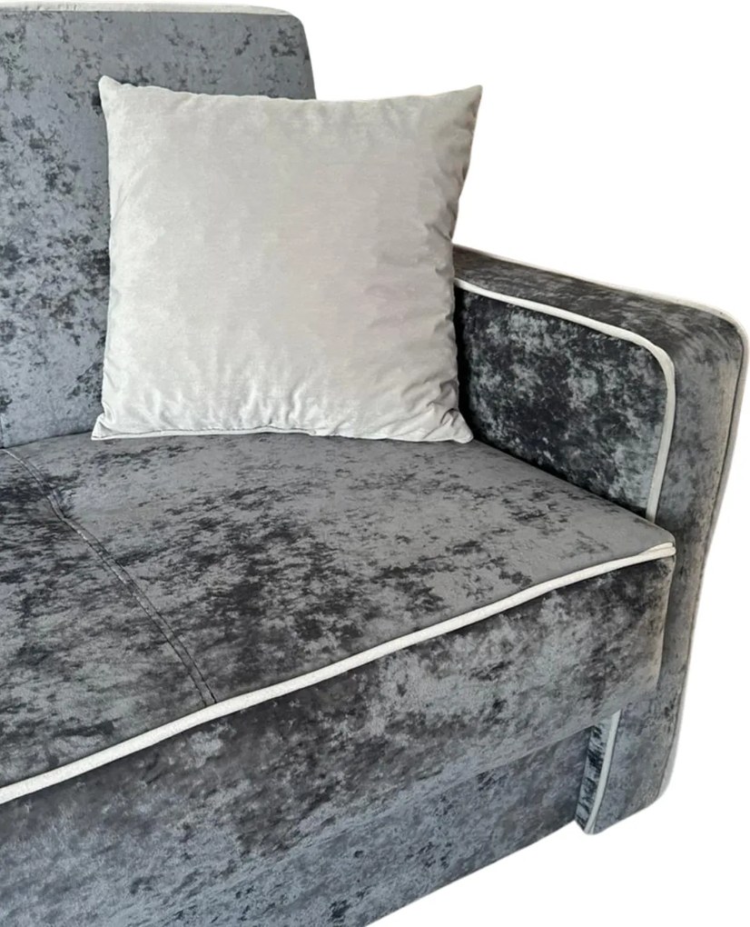 Fotoliu SAMY NEXT extensibil, cu lada de depozitare, catifea plusata gri, cadru metalic, 103x100x92 Catifea plusata, Gri