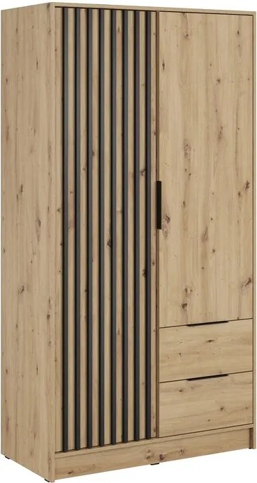 Dulap Neria 105 cm - stejar artisan / negru