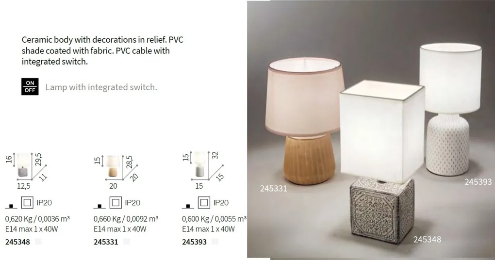 Veioza eleganta din ceramica KALI'-3 TL1 245393 IDL