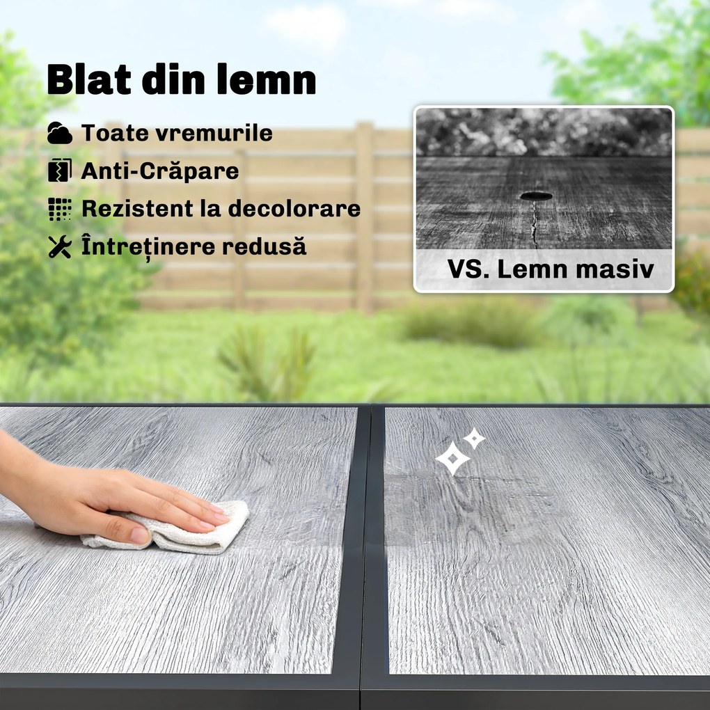 Outsunny Masă de grădină exterior pentru 6 persoane, balcon pentru terasă, pentru dining în aer liber | Aosom Romania
