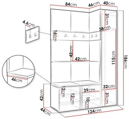 Mobilier hol Tovenaz X (alb + gri deschis). Promo -17%. 1123059