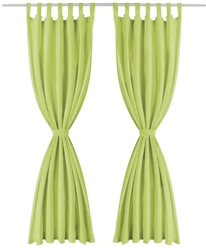 Draperii micro-satin cu bride, 2 buc, 140 x 225 cm, verde 2, Verde, 225 cm