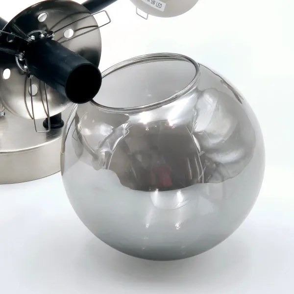 Lustră aplicată MALENA 6xE14/5W/230V crom mat/fumuriu