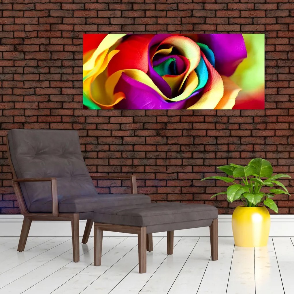 Tablou - Trandafir colorat (120x50 cm)