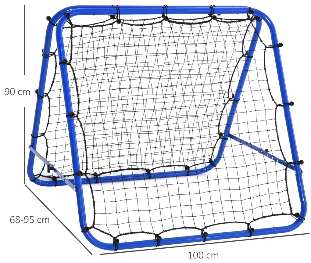 HOMCOM Poartă de Fotbal Pliabilă din PE și Metal, cu Unghi Ajustabil, Ideală pentru Antrenament, 100x95x90cm, Albastru | Aosom Romania