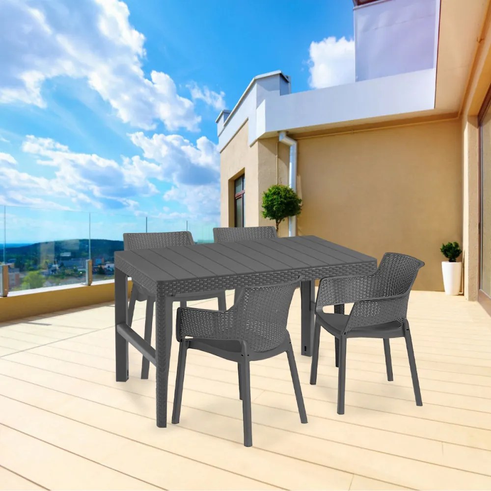 Set mobilier de grădină Evyon 4+1, grafit