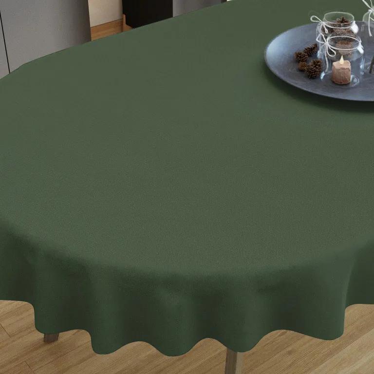 Goldea față de masă decorativă loneta - uni verde închis - ovale 80 x 160 cm